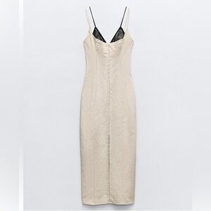 Zara Linen & Lace Midi Dress - XL